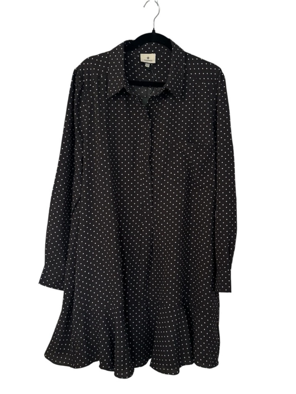 Tuckernuck Women’s Long Sleeve Brown Button Up Polka Dot Shirt Dress Sz XXXL NWT